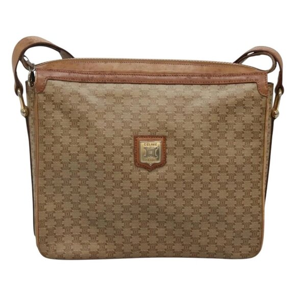 CELINE Macadam Canvas Shoulder Bag PVC Beige Gold Auth nb297 - Picture 2 of 16